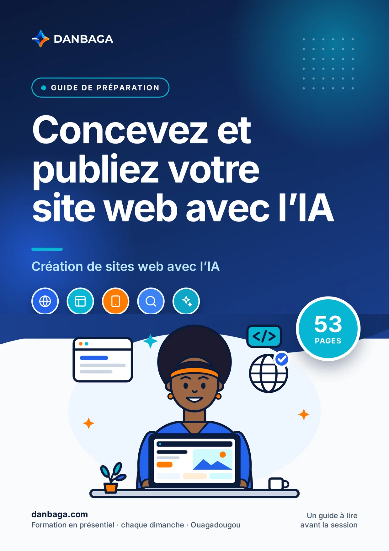 Page de garde du guide de préparation : Création de sites web avec l’IA